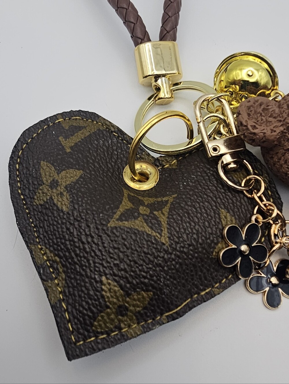 Upcycled Leather Purse Key Chain Charm - Picture 3 of 9